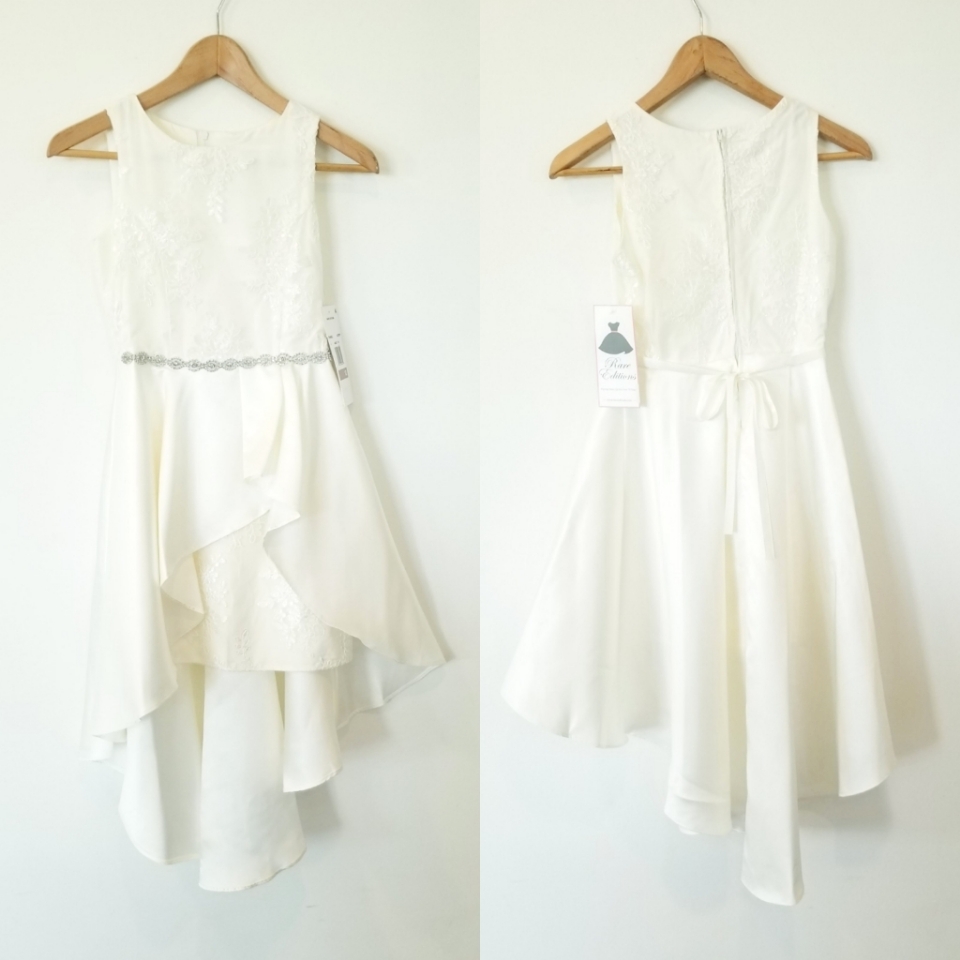 Rare Edition Embroidered Mesh Asymmetrical Overlay Formal Pageant Dress Nwt Sz12